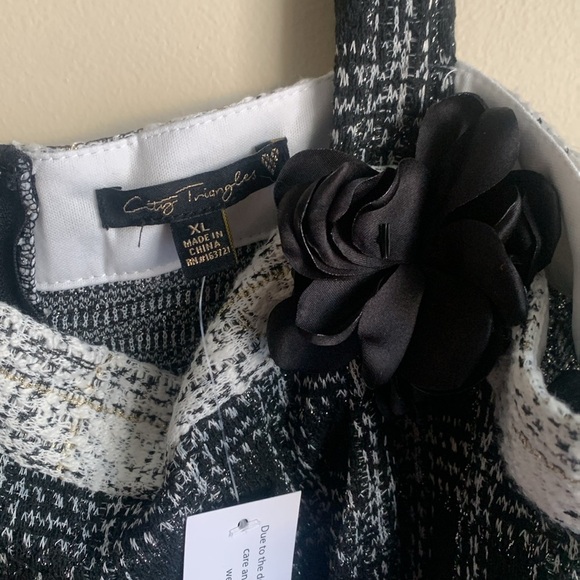 City Triangles XL Blk/Wht Plaid Tweed Fitted with Peplum Hemline Mini Dress-NWT - Picture 10 of 10